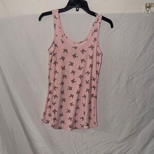 Light Pink cat themed Patterned Tank Top
